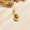 304 Stainless Steel 18K Gold Plated Vintage Style French Style Inlay Sun Oval Water Droplets Natural Stone