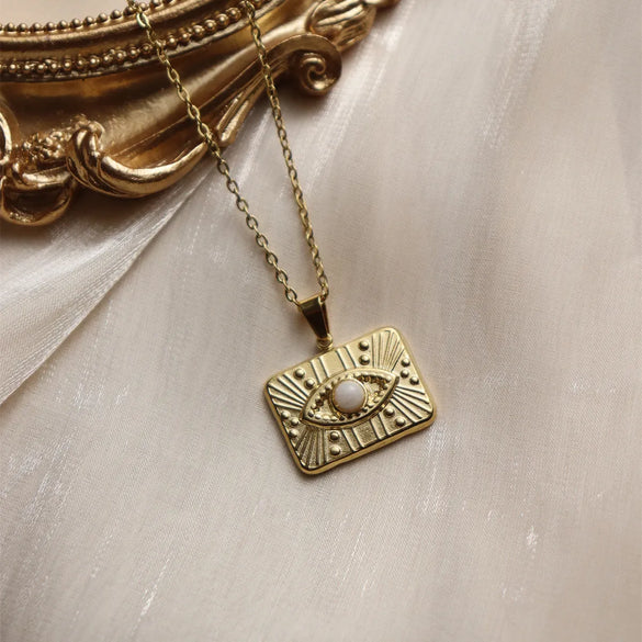 304 Stainless Steel 18K Gold Plated Vintage Style French Style Inlay Sun Oval Water Droplets Natural Stone