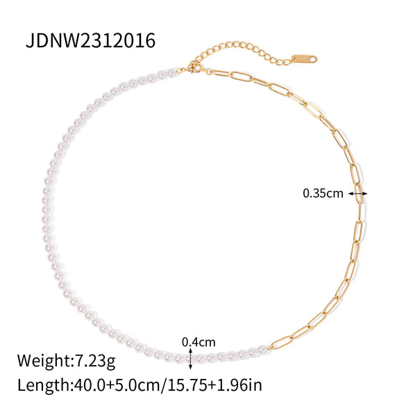 Wholesale Jewelry IG Style Round 304 Stainless Steel Artificial Pearl Asymmetrical Necklace