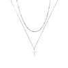 304 Stainless Steel Casual Simple Style Cross Double Layer Necklaces Pendant Necklace