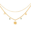 304 Stainless Steel Copper 18K Gold Plated Flowers Inlay Flower Shell Glass Double Layer Necklaces