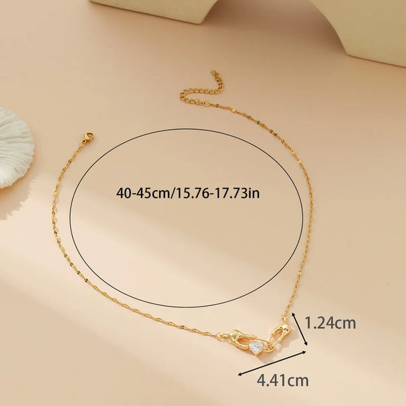 304 Stainless Steel Copper 18K Gold Plated Plating Heart Shape Pendant Necklace