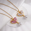 304 Stainless Steel Copper Heart Shape Pendant Necklace