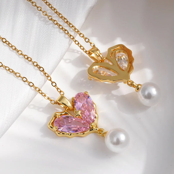 304 Stainless Steel Copper Heart Shape Pendant Necklace