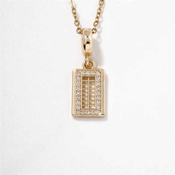 304 Stainless Steel Copper K Gold Plated Elegant Vintage Style Artistic Plating Inlay Abacus Zircon Pendant Necklace