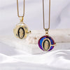 304 Stainless Steel Copper K Gold Plated Inlay Portrait Crystal Pendant Necklace