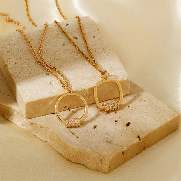 304 Stainless Steel Copper K Gold Plated Rhodium Plated Basic Simple Style Classic Style Inlay Irregular Star Zircon Pendant Necklace