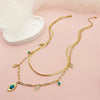 304 Stainless Steel Gold Plated Casual Hawaiian Beach Inlay Sun Leaves Eye Turquoise Pendant Necklace