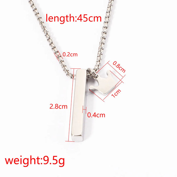 Wholesale Jewelry Hip-Hop Beach Commute Customization Laser Engraving Crown Rectangle 304 Stainless Steel Pendant Necklace