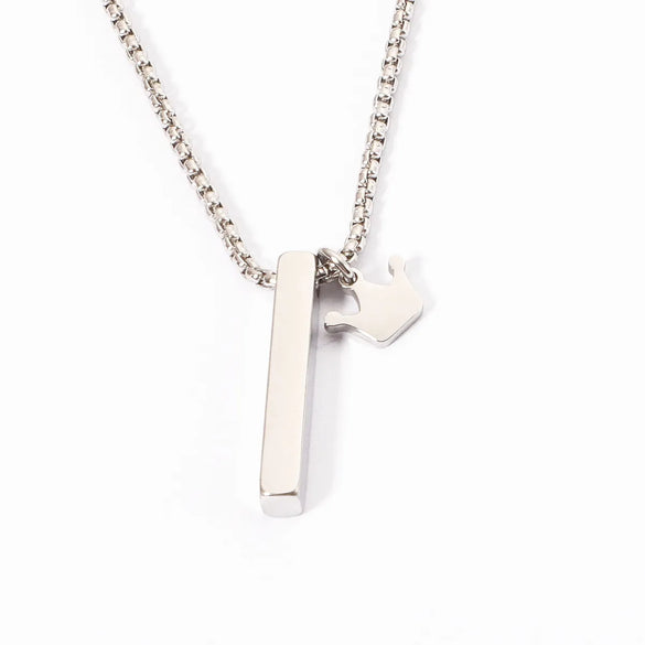 Wholesale Jewelry Hip-Hop Beach Commute Customization Laser Engraving Crown Rectangle 304 Stainless Steel Pendant Necklace