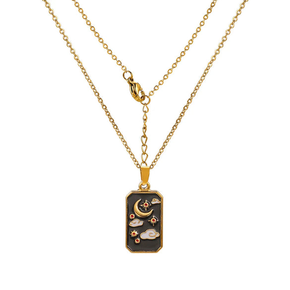 Wholesale Jewelry Hip-Hop Retro Color Block 304 Stainless Steel Pendant Necklace