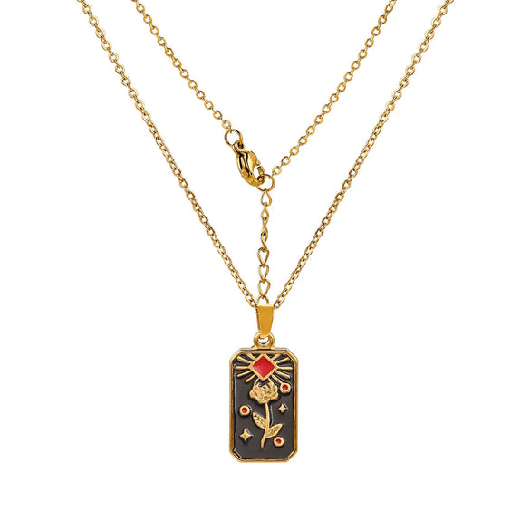 Wholesale Jewelry Hip-Hop Retro Color Block 304 Stainless Steel Pendant Necklace