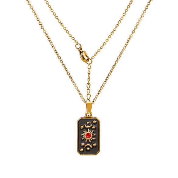 Wholesale Jewelry Hip-Hop Retro Color Block 304 Stainless Steel Pendant Necklace