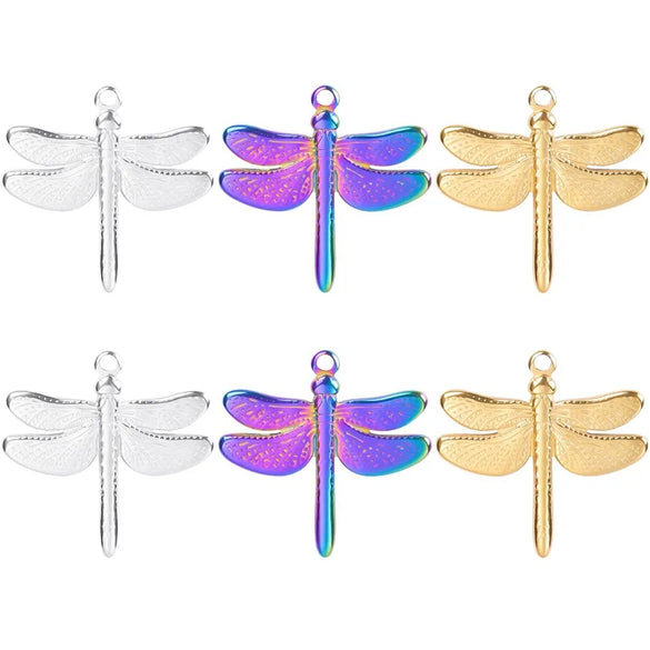304 Stainless Steel Hip-Hop Retro Plating Dragonfly Pendant Necklace