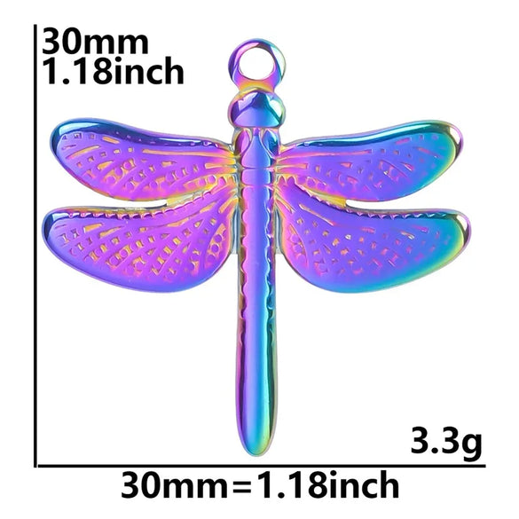 304 Stainless Steel Hip-Hop Retro Plating Dragonfly Pendant Necklace