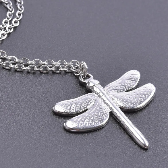 304 Stainless Steel Hip-Hop Retro Plating Dragonfly Pendant Necklace