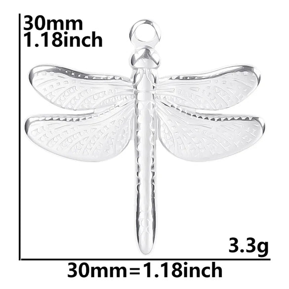 304 Stainless Steel Hip-Hop Retro Plating Dragonfly Pendant Necklace