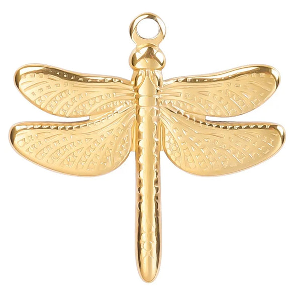 304 Stainless Steel Hip-Hop Retro Plating Dragonfly Pendant Necklace