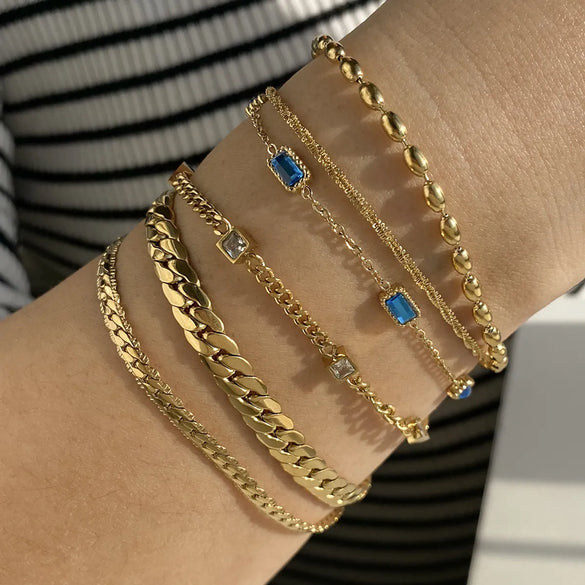 IG Style Modern Style Square Solid Color 304 Stainless Steel 16K Gold Plated White Gold Plated Gold Plated Zircon Bracelets In Bulk