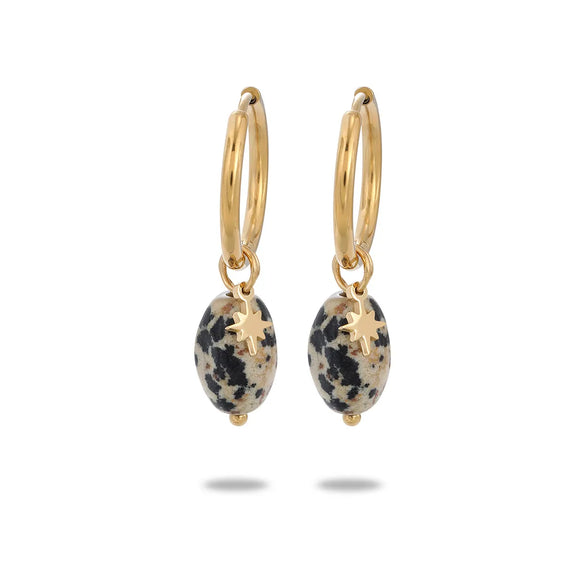 304 Stainless Steel Natural Stone Simple Style Plating Geometric Star Drop Earrings