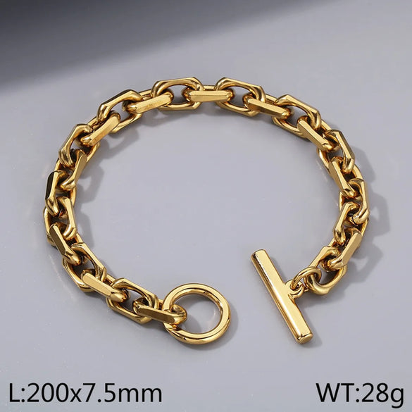 Simple Style Classic Style Geometric 304 Stainless Steel 18K Gold Plated Bracelets In Bulk