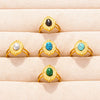304 Stainless Steel Simple Style Classic Style Inlay Round Artificial Gemstones Rings