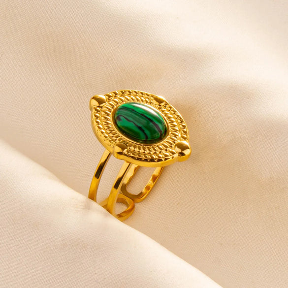 304 Stainless Steel Simple Style Classic Style Inlay Round Artificial Gemstones Rings