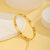 Simple Style Solid Color 304 Stainless Steel 18K Gold Plated Rhinestones Bangle In Bulk