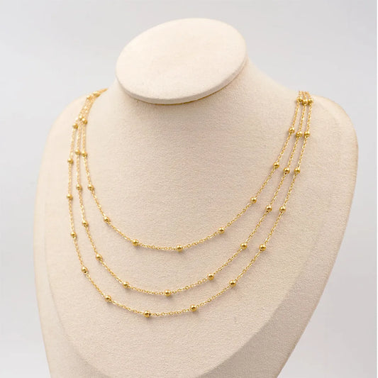 304 Stainless Steel Stainless Steel 18K Gold Plated Retro Handmade Plating Round Necklace