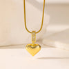 304 Stainless Steel 18K Gold Plated Cute Simple Style Commute Inlay Heart Shape Artificial Rhinestones Pendant Necklace