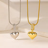 304 Stainless Steel 18K Gold Plated Cute Simple Style Commute Inlay Heart Shape Artificial Rhinestones Pendant Necklace