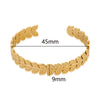 Vintage Style Roman Style Stripe Leaves Flower 304 Stainless Steel 18K Gold Plated Bangle In Bulk