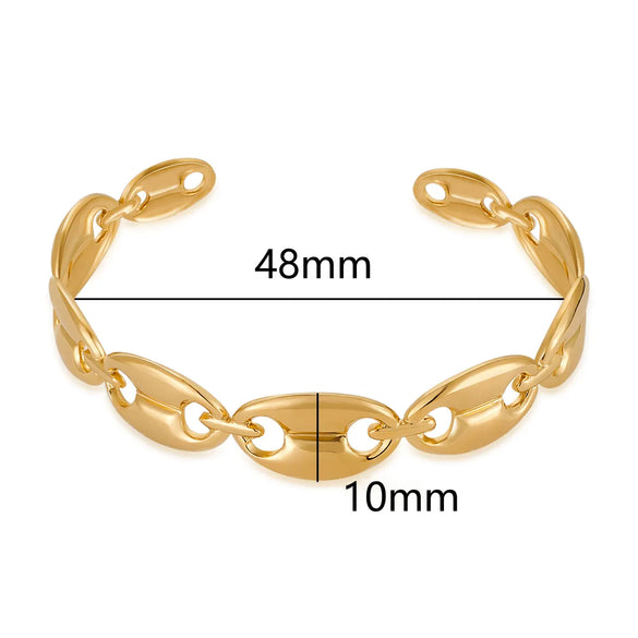 Vintage Style Roman Style Stripe Leaves Flower 304 Stainless Steel 18K Gold Plated Bangle In Bulk