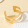 Vintage Style Roman Style Stripe Leaves Flower 304 Stainless Steel 18K Gold Plated Bangle In Bulk