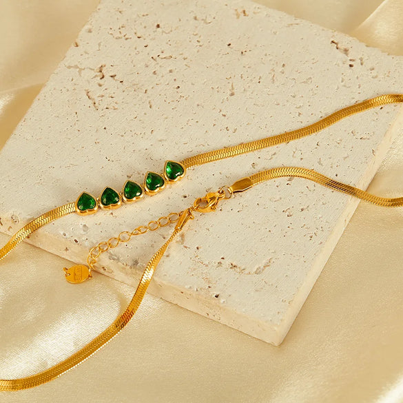 Wholesale Jewelry Vintage Style Simple Style Heart Shape 304 Stainless Steel Zircon Inlay Necklace