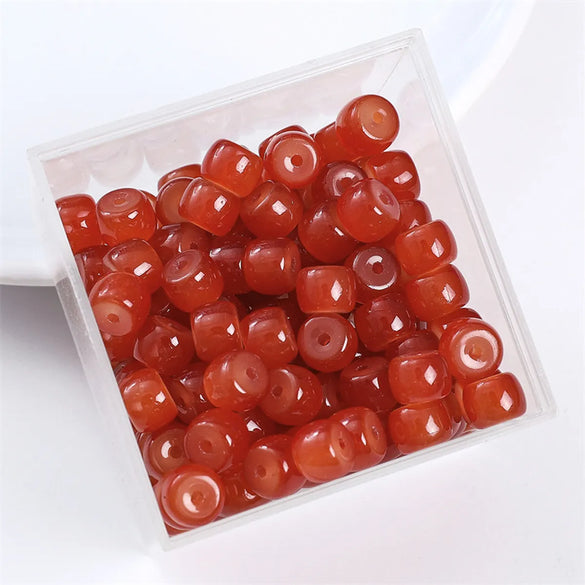 30pcs 8 * 6mm 8 * 7mm Hole 1~1.9mm Glass Solid Color Beads