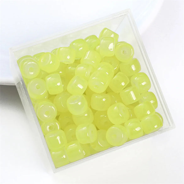 30pcs 8 * 6mm 8 * 7mm Hole 1~1.9mm Glass Solid Color Beads