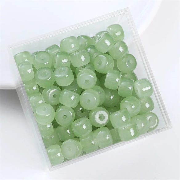 30pcs 8 * 6mm 8 * 7mm Hole 1~1.9mm Glass Solid Color Beads