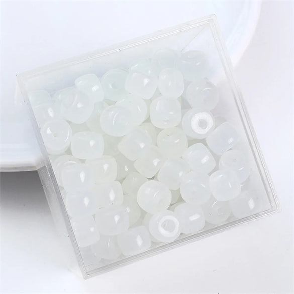 30pcs 8 * 6mm 8 * 7mm Hole 1~1.9mm Glass Solid Color Beads