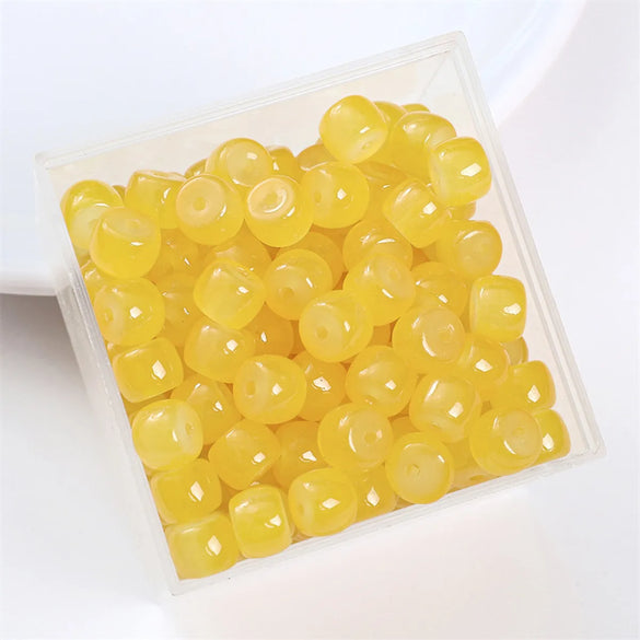 30pcs 8 * 6mm 8 * 7mm Hole 1~1.9mm Glass Solid Color Beads