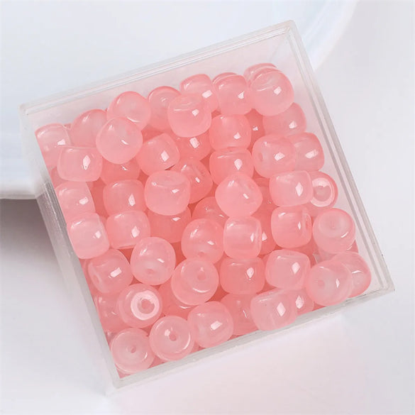 30pcs 8 * 6mm 8 * 7mm Hole 1~1.9mm Glass Solid Color Beads