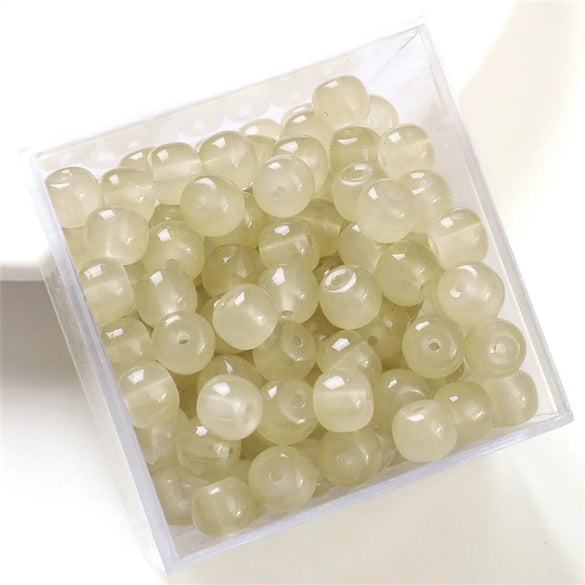30pcs 8 * 6mm 8 * 7mm Hole 1~1.9mm Glass Solid Color Beads