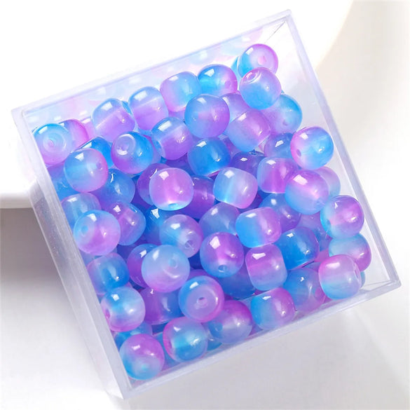 30pcs 8 * 6mm 8 * 7mm Hole 1~1.9mm Glass Solid Color Beads
