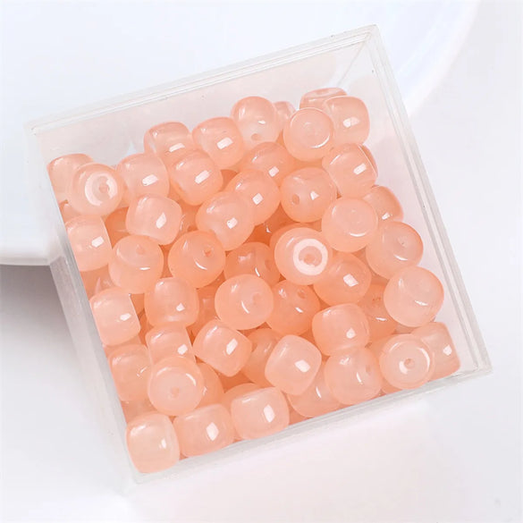 30pcs 8 * 6mm 8 * 7mm Hole 1~1.9mm Glass Solid Color Beads
