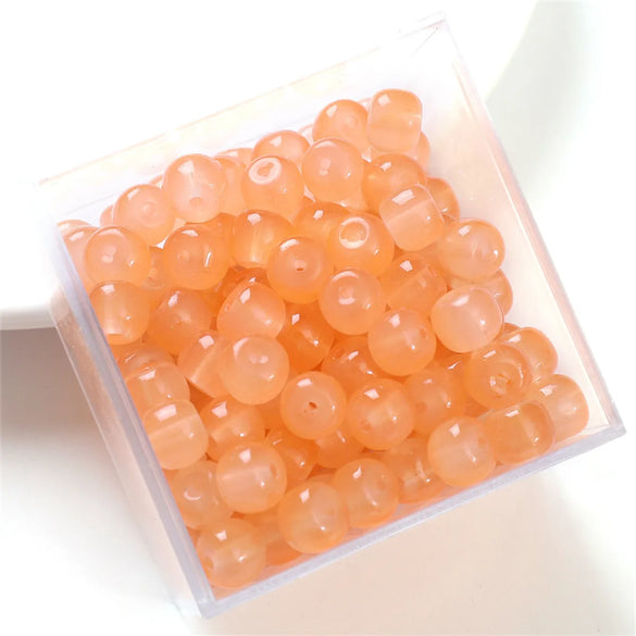30pcs 8 * 6mm 8 * 7mm Hole 1~1.9mm Glass Solid Color Beads