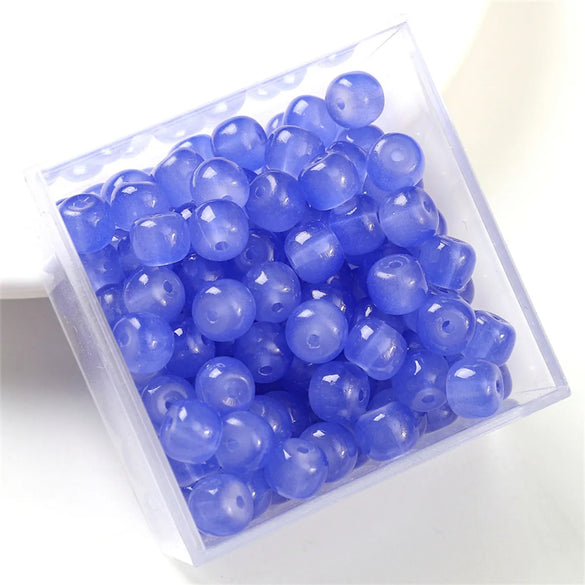 30pcs 8 * 6mm 8 * 7mm Hole 1~1.9mm Glass Solid Color Beads