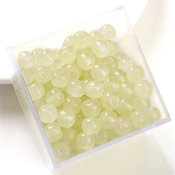 30pcs 8 * 6mm 8 * 7mm Hole 1~1.9mm Glass Solid Color Beads