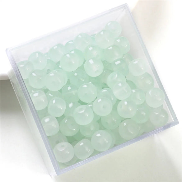 30pcs 8 * 6mm 8 * 7mm Hole 1~1.9mm Glass Solid Color Beads