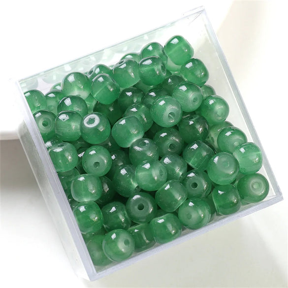 30pcs 8 * 6mm 8 * 7mm Hole 1~1.9mm Glass Solid Color Beads