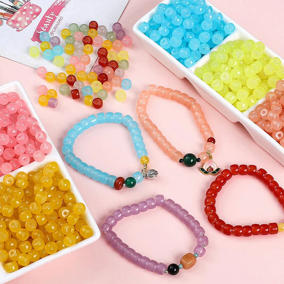 30pcs 8 * 6mm 8 * 7mm Hole 1~1.9mm Glass Solid Color Beads
